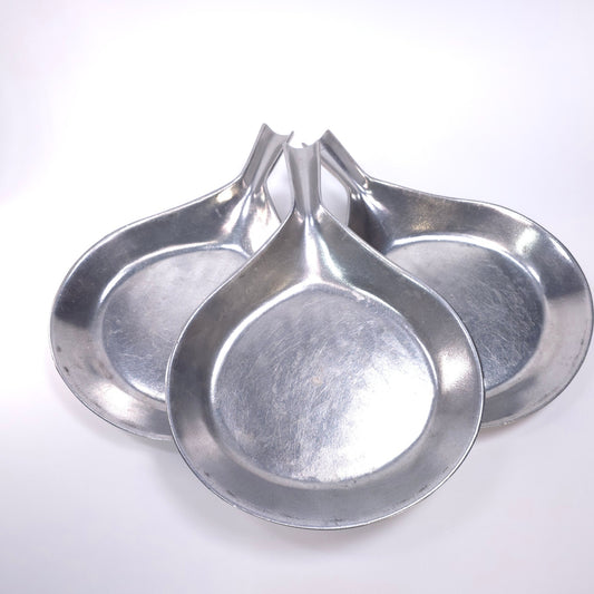 Lot of 3 Bon Chef Aluminum Pewter Glo Serving Platter Plate w/ Handle