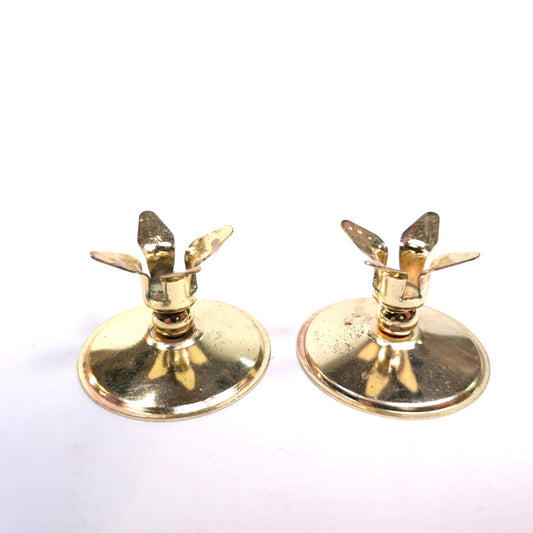 Vintage MCM Gold Tone Set of 2 Candle Stick Holders