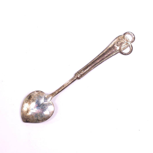 Vintage Italy Silverplated Heart Wedding E.P.Zinc Cartouche Spoon Winged Lion