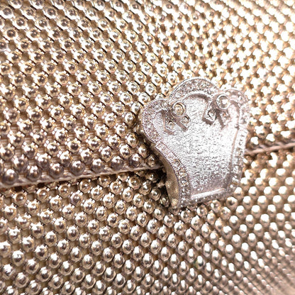 Vintage Saks Fifth Avenue Metal Mesh Evening Clutch Concho Clasp