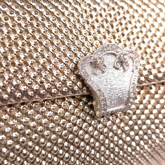 Vintage Saks Fifth Avenue Metal Mesh Evening Clutch Concho Clasp