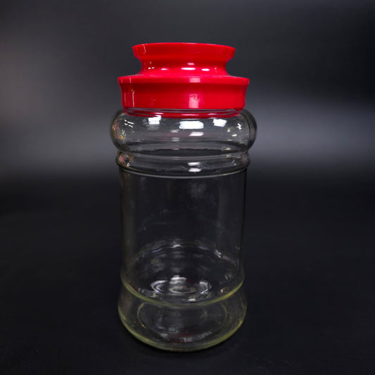 Vintage Anchor Hocking Glass Canister Jar w/ Red Screw On Lid