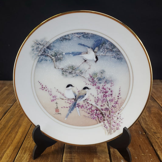 1988 John Cheng Magpies: Birds of Good Omen Collector Plate 24k Gold Trim