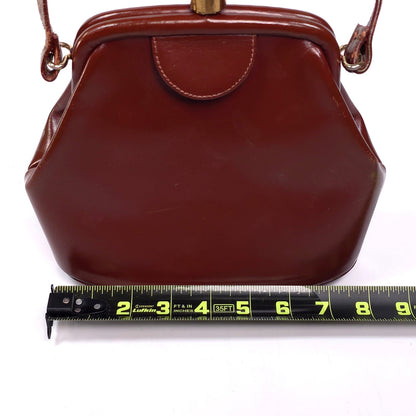 Vintage Companion Leather Top Handle Kiss Lock Bag Purse
