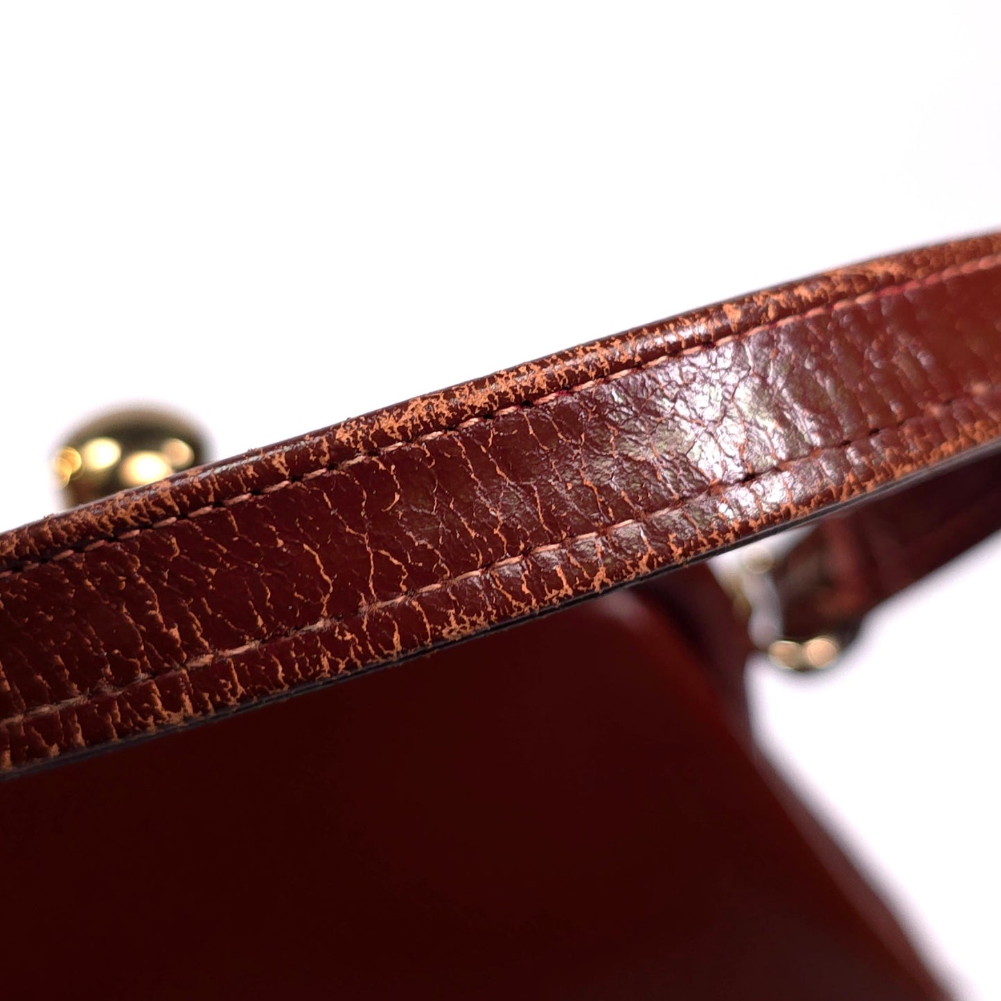 Vintage Companion Leather Top Handle Kiss Lock Bag Purse