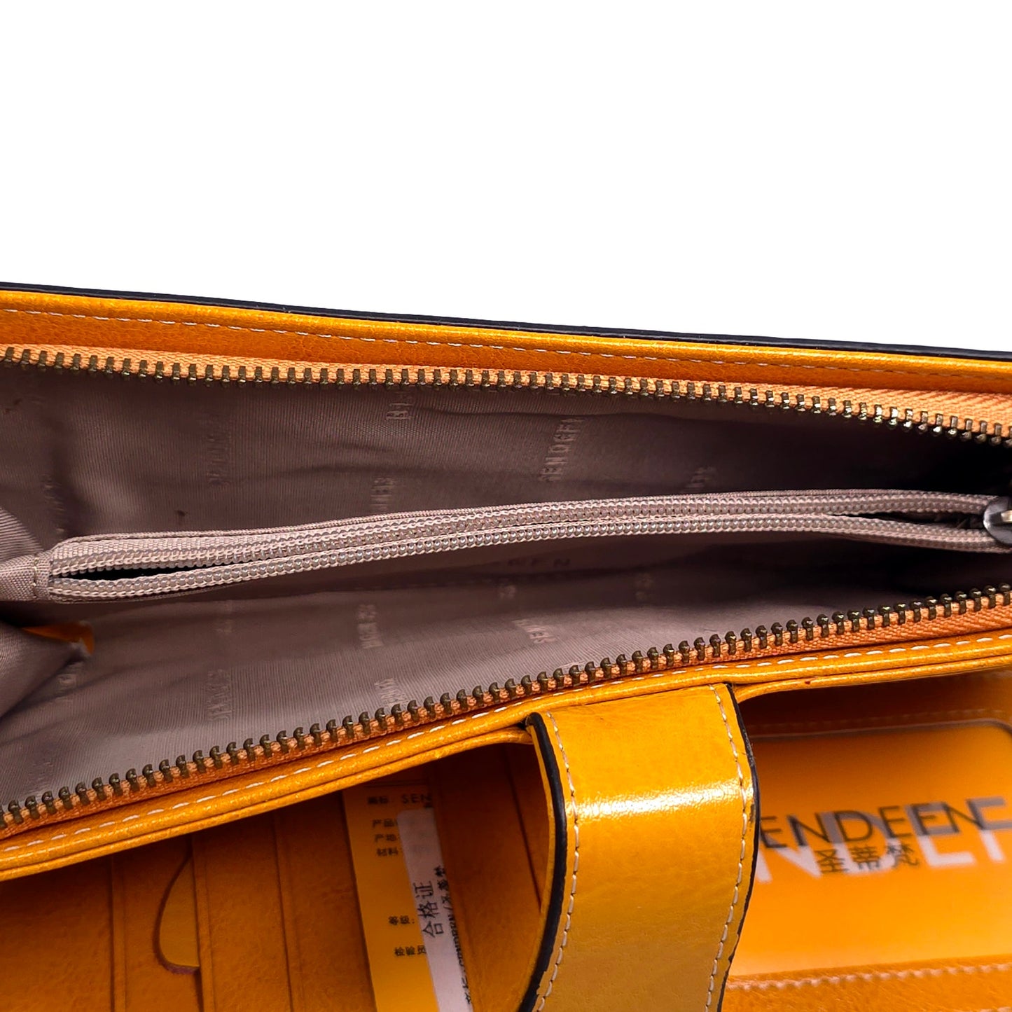 Sendefn Yellow Leather Wallet Wristlet Floral Button Clasp RFID Protetion