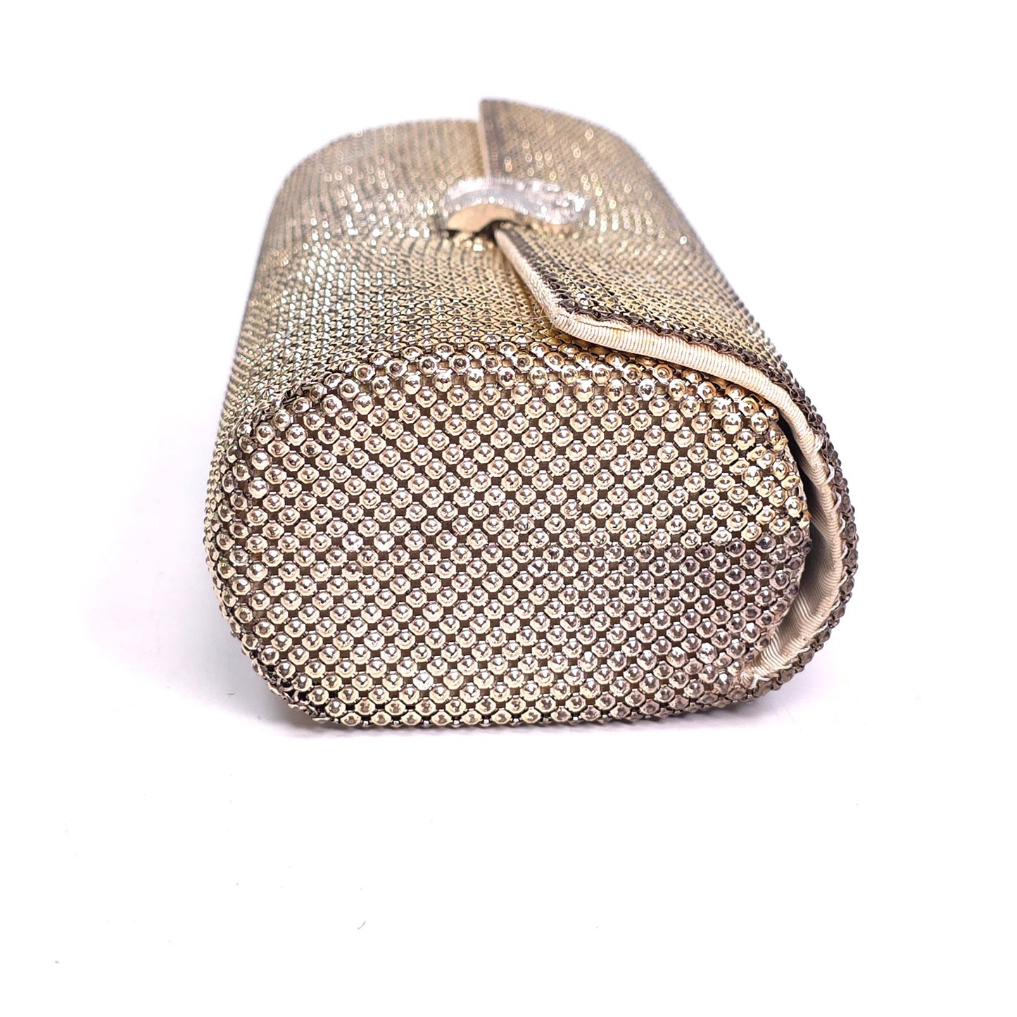 Vintage Saks Fifth Avenue Metal Mesh Evening Clutch Concho Clasp