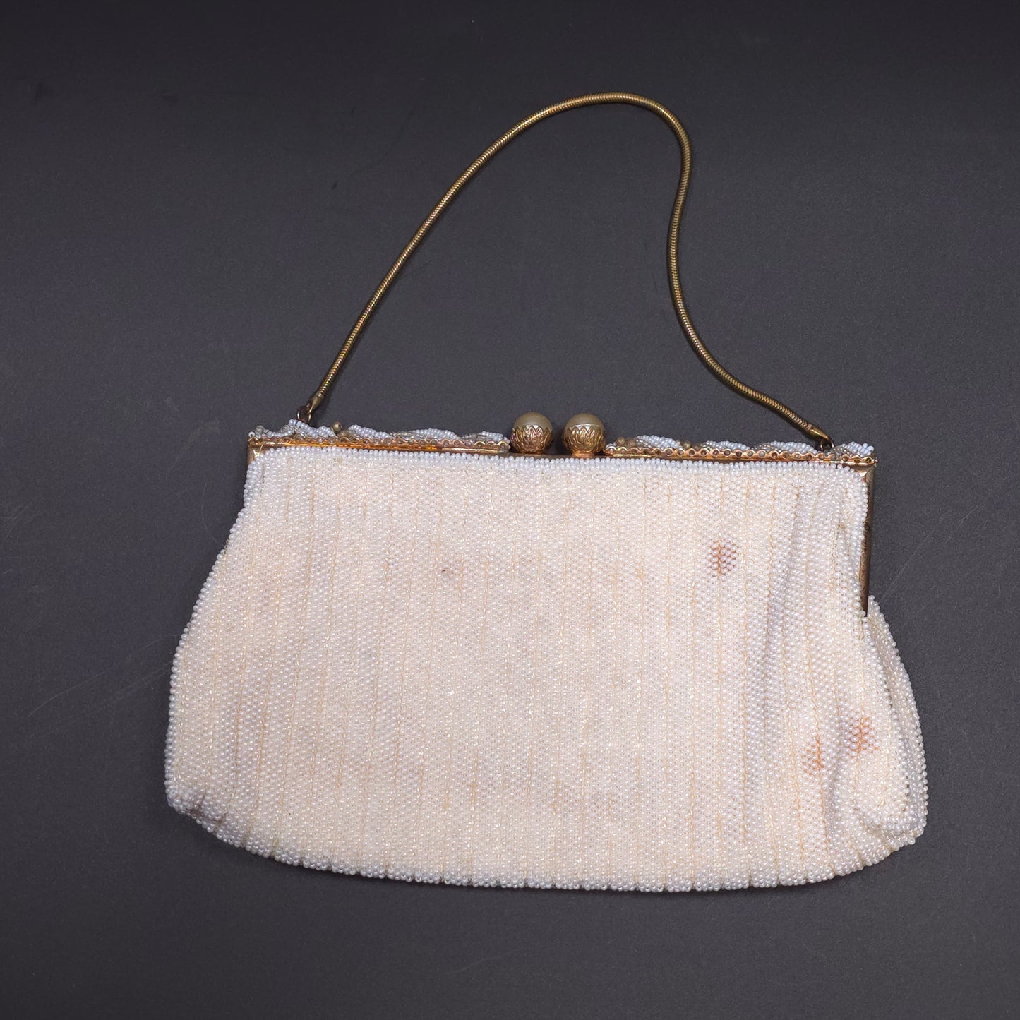 Vintage Denise Francelle Handmade Beaded Clutch Handbag Purse Paris Kiss Lock