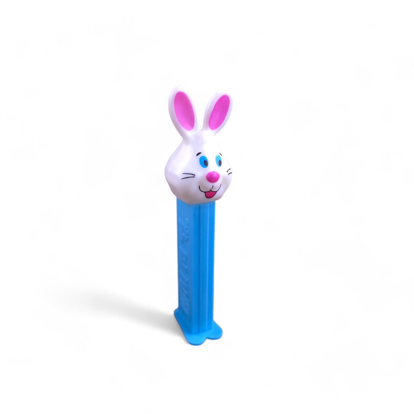PEZ White Easter Bunny Footed Candy Dispenser 2008 Retired Blue