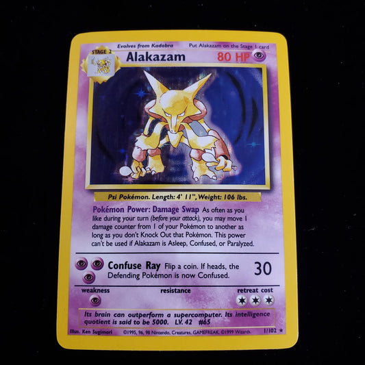 1999 Pokemon Base Set Alakazam 1/102 Holo Rare