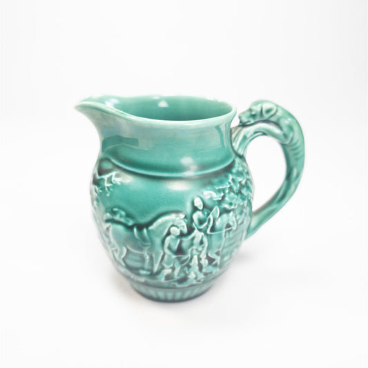 Wedgewood & Barlaston Green Hunting Scene Etruria 4" Pitcher England