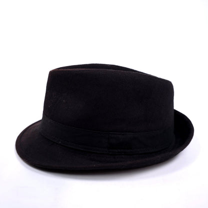 Vintage Style Black 100% Cotton Shell Fedora Hat