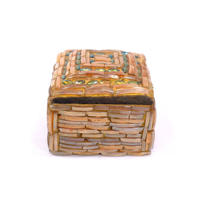 Glass Title Weave / Ceramic Base Basket Keepsake Trinket Box