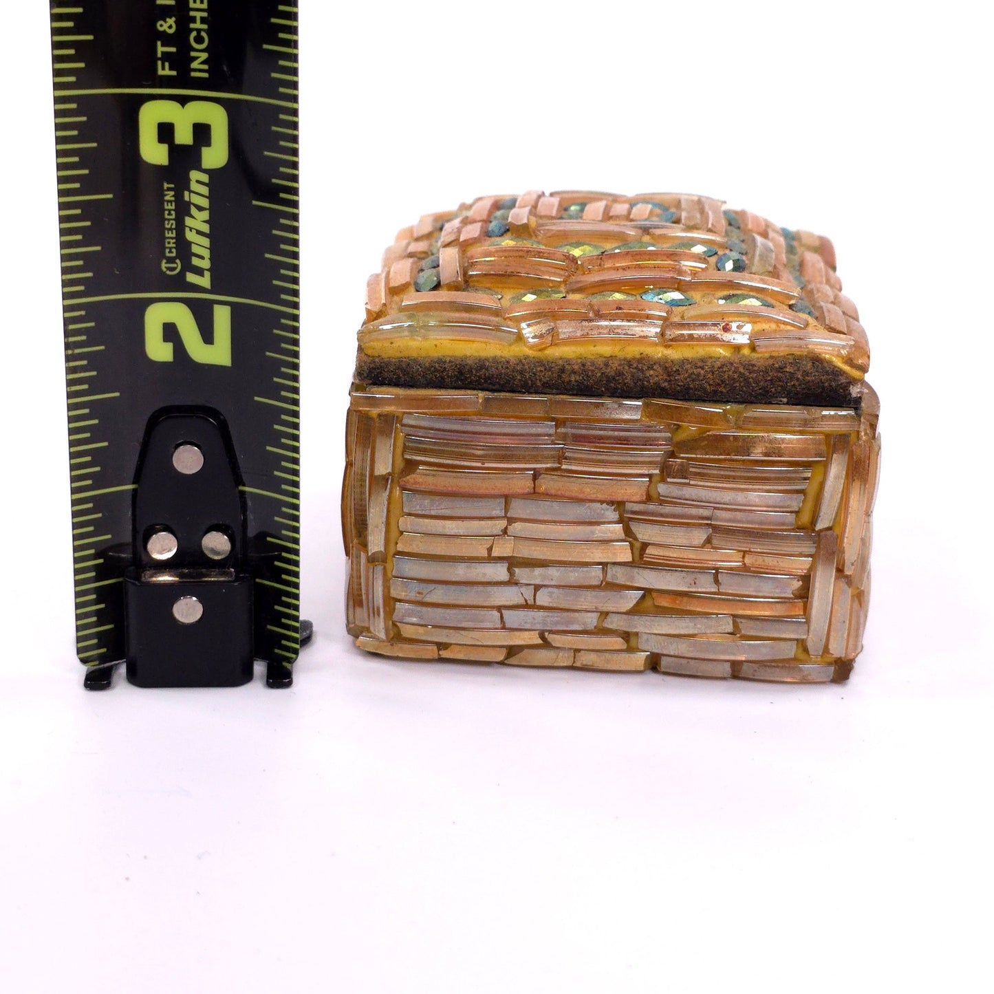 Glass Title Weave / Ceramic Base Basket Keepsake Trinket Box