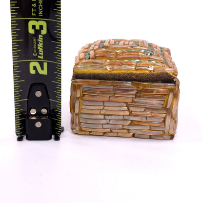 Glass Title Weave / Ceramic Base Basket Keepsake Trinket Box