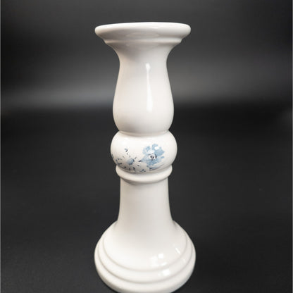 Royal Haeger Ceramic 8" Candle Stick Holder Blue Flowers