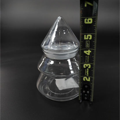 6 inch Clear Glass Tree Canister Candy Treat Jar Holiday Home Decor