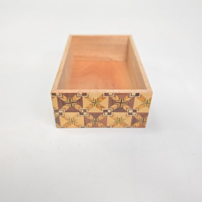 Vintage Yoseki Elaborate Mosaic Wood Box Jewelry Trinket Japan