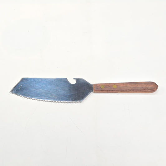 Vintage Stainless Steel Multi Knife W/ Wood Handle Cut Slice Serve Bottle Opener