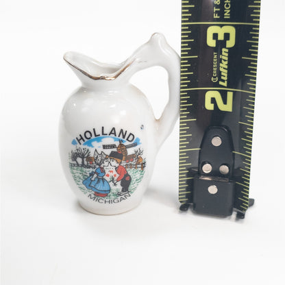 Hollan Michigan Mini 3" Souvenir Pitcher Dutch Girl & Boy