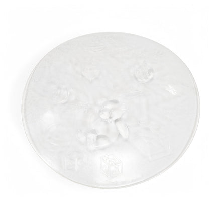 12 1/2" Round Teddy Bear Blocks Christmas Tree Serving Clear Glass Platter Plate