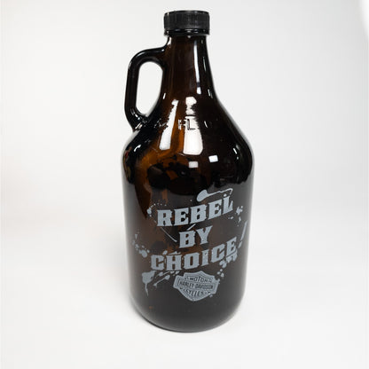 Haryley Davidson Piston Skull Glass Growler Jug Bottle