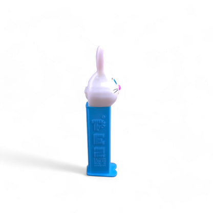 PEZ White Easter Bunny Footed Candy Dispenser 2008 Retired Blue