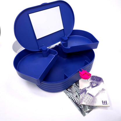 Caboodles Medium Cosmetic Makeup Jewelry Box w/ Mirror Blue Gray 2615