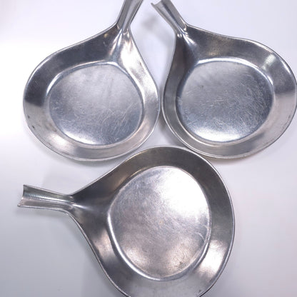 Lot of 3 Bon Chef Aluminum Pewter Glo Serving Platter Plate w/ Handle