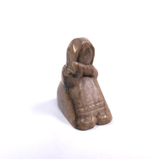 Vintage Soapstone Sitting Eskimo Carved Figurine