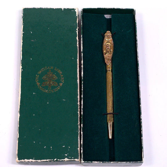 Vatican Library Collection Gold Tone Virgin Mary Madonna Pen