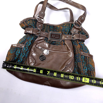 Kathy Von Zeeland Shoulder Bag Purse 11 Compartment Brown Green