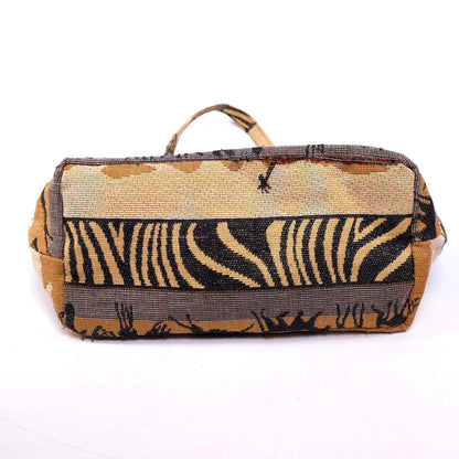 African Safari Themed Shoulder Tote Bag Purse Elephant Monkey Giraffe Antelope