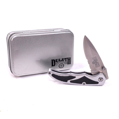 Duluth Trading Co Stainless Steel Partially Serrated Locking Pocket Knife Belt