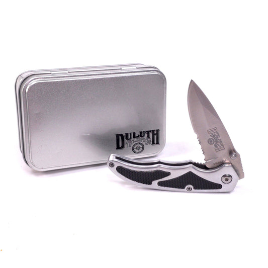 Duluth Trading Co Stainless Steel Partially Serrated Locking Pocket Knife Belt