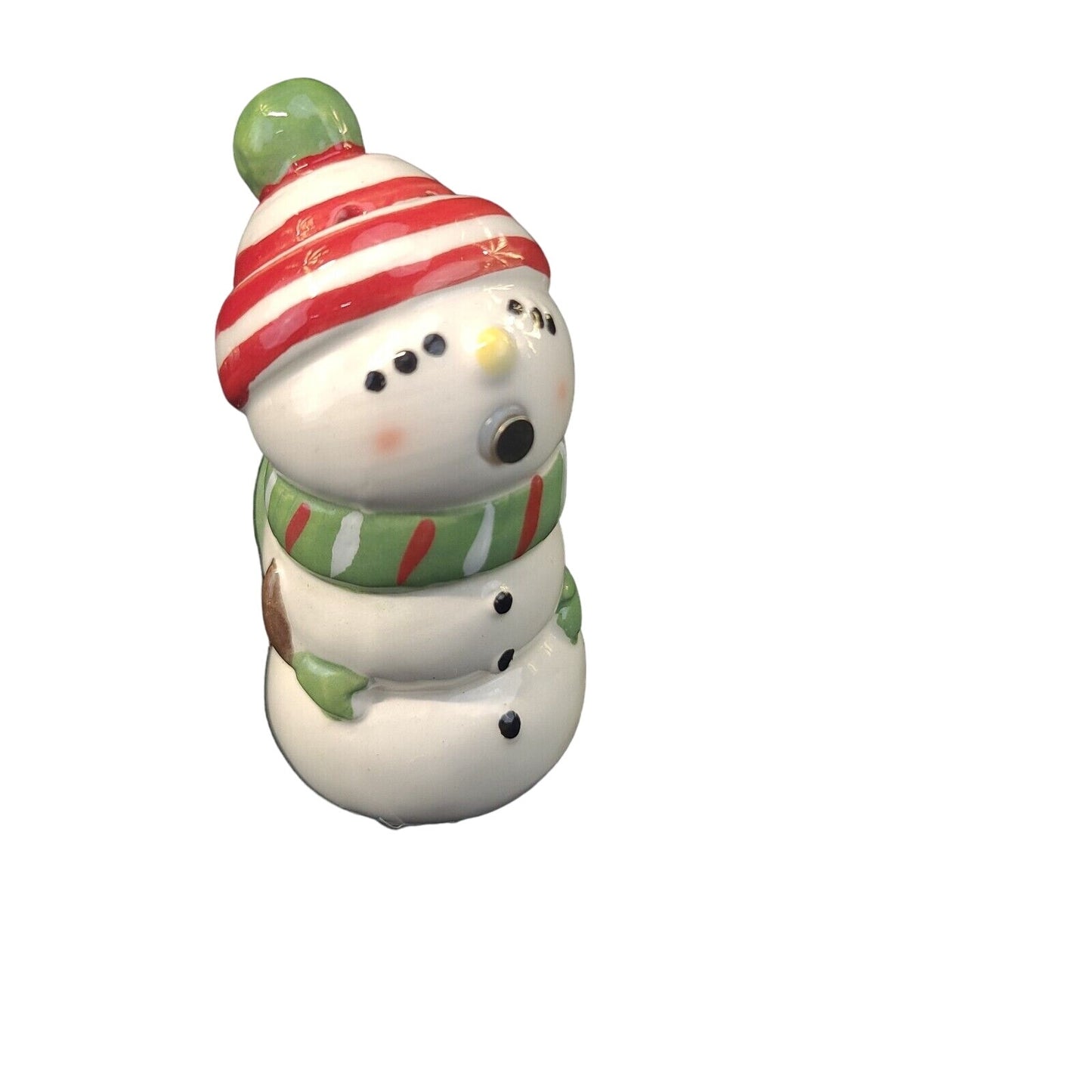 Mr & Mrs Snowman Kissing Couple Magnetic Ceramic Salt Pepper Shakers Set
