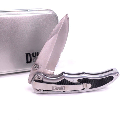 Duluth Trading Co Stainless Steel Partially Serrated Locking Pocket Knife Belt