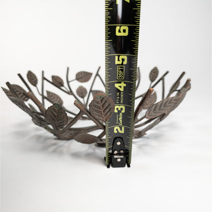 Decorative Metal Branch W/ Leafs Bowl Shaped Elegant Nature Home Decor