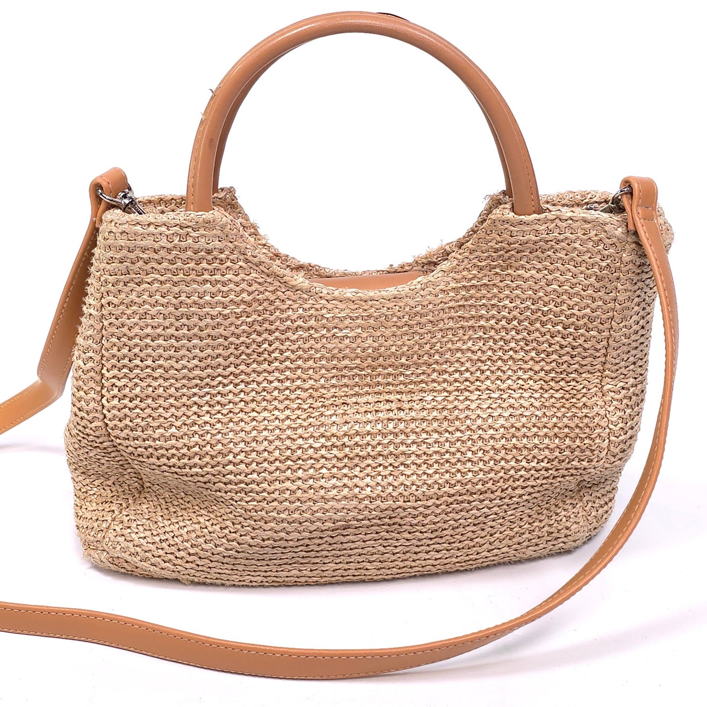 Woven Floral 4 Compartment Top Handle Shoulder Bag Purse