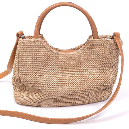 Woven Floral 4 Compartment Top Handle Shoulder Bag Purse