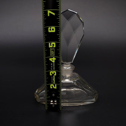 Vintage Art Deco MCM Crystal Perfume Bottle With Faceted Stopper