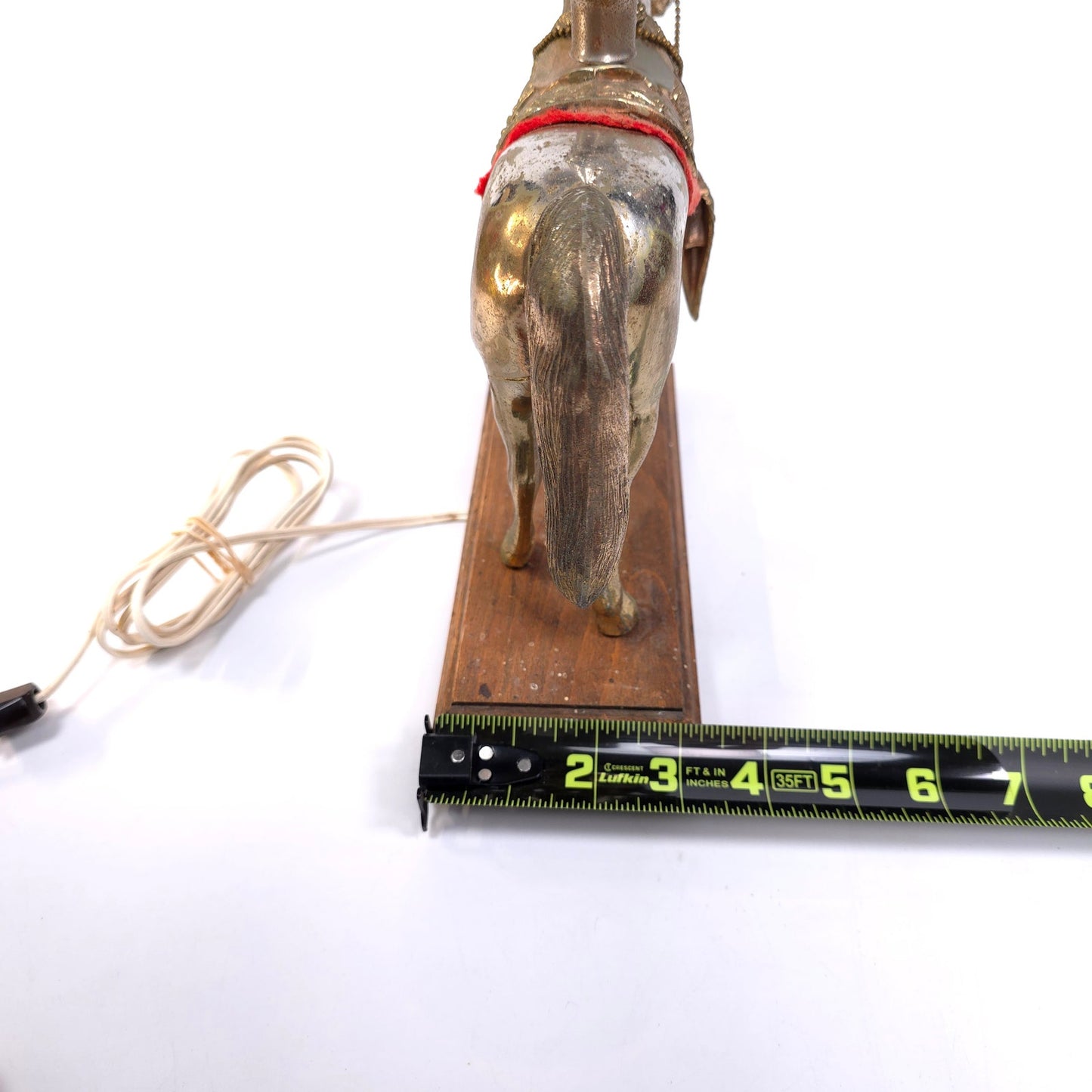 Vintage Tarnished Metal Cowboy Show Horse Lamp Works