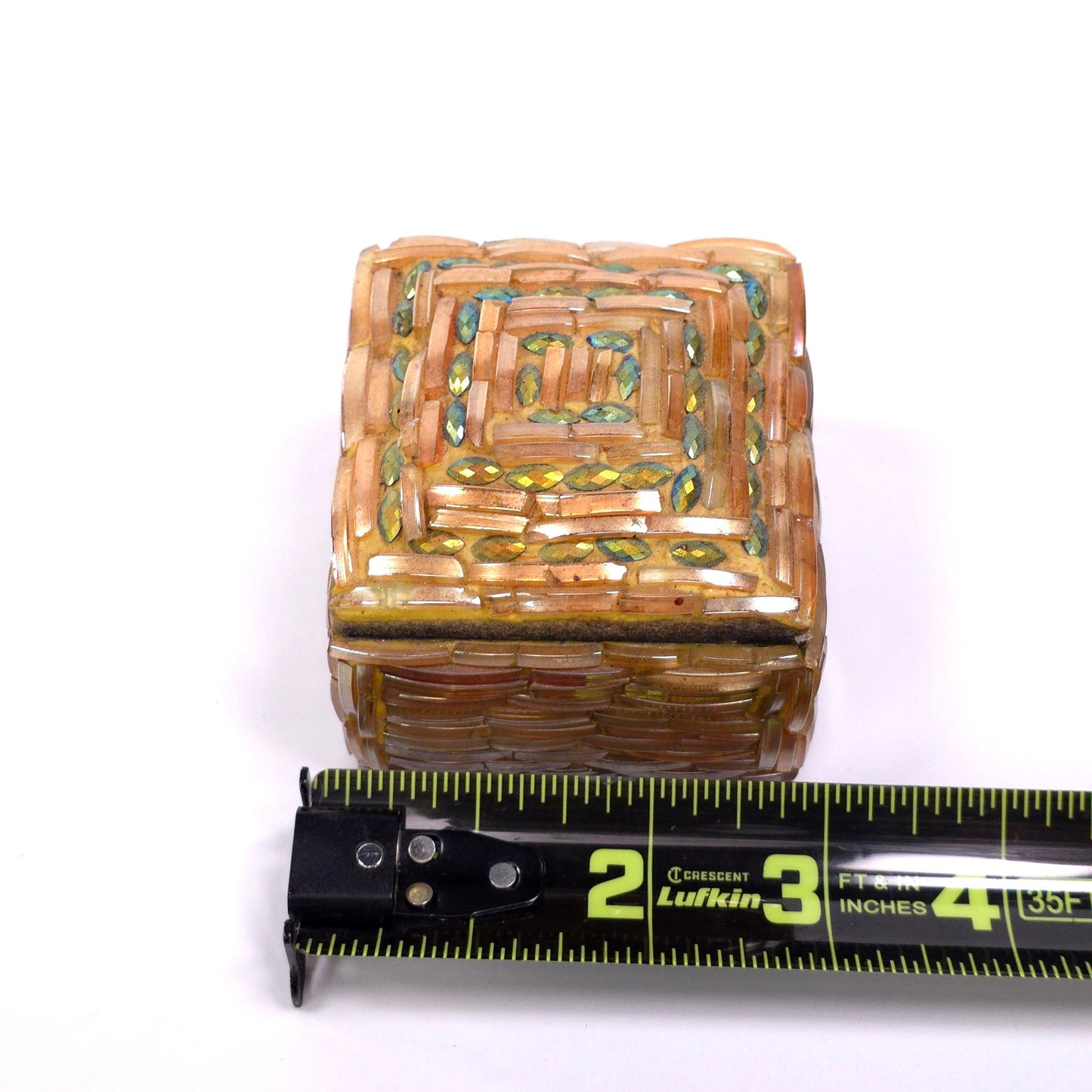 Glass Title Weave / Ceramic Base Basket Keepsake Trinket Box