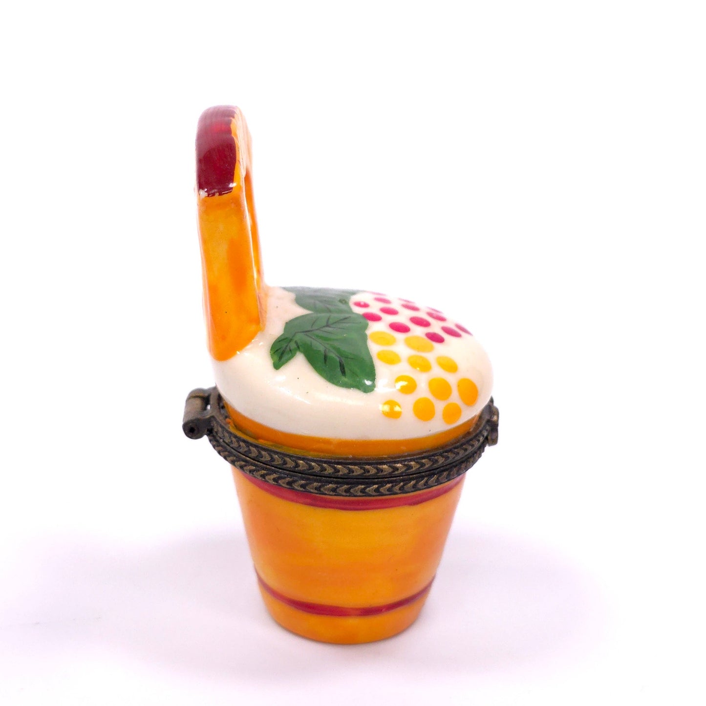 Porcelain Hinged Keepsake Trinket Box Pot Seat Fruit Berry Design