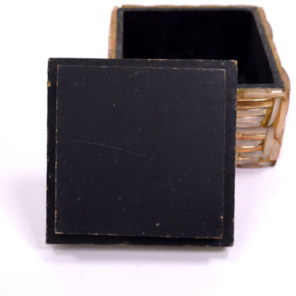 Glass Title Weave / Ceramic Base Basket Keepsake Trinket Box