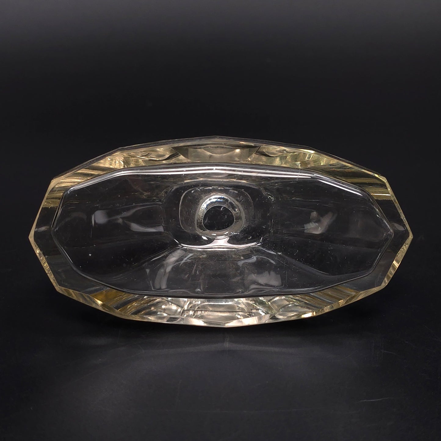 Vintage Art Deco MCM Crystal Perfume Bottle With Faceted Stopper