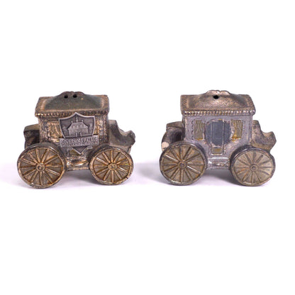 Vintage Metal Carriage Salt & Pepper Shakers Japann