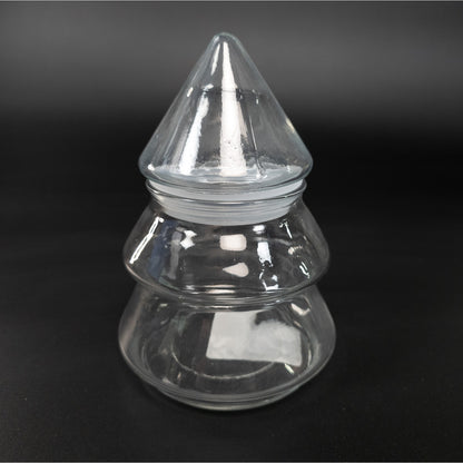 6 inch Clear Glass Tree Canister Candy Treat Jar Holiday Home Decor