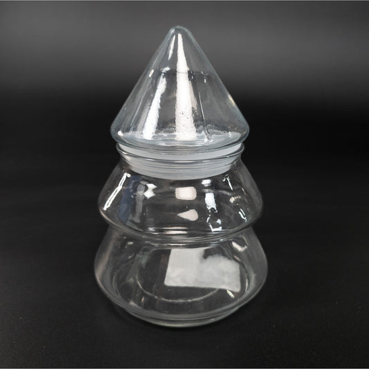 6 inch Clear Glass Tree Canister Candy Treat Jar Holiday Home Decor