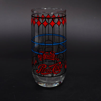 Vintage Pepsi-Cola Stained Glass Cup Design 6" Tall